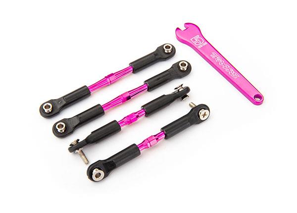 Traxxas Turnbuckles aluminum (pink-anodized) camber links front 39mm (2) rear 49mm (2) (assembled w/rod ends & hollow balls)/ wrench