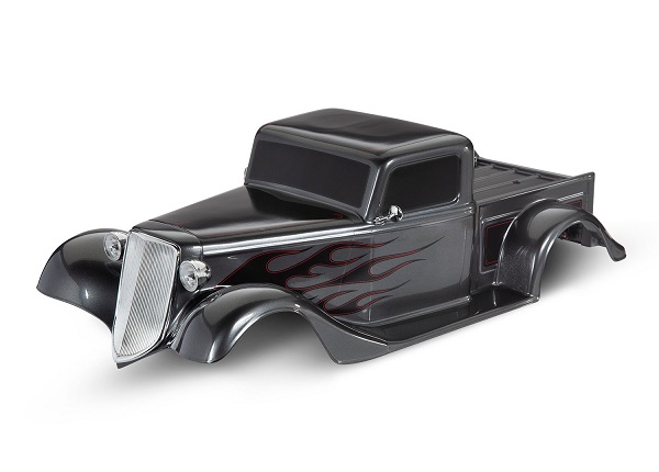 Traxxas Body Factory Five '35 Hot Rod Truck complete (graphite) (painted decals applied) (includes front grille side mirrors headlights tail lights foam pads)