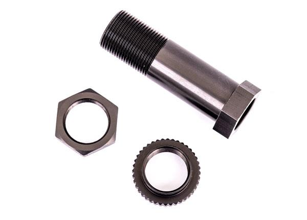 Traxxas Servo saver post/ adjuster nut/ locknut (dark titanium-anodized, 6061-T6 aluminum) (1 each)