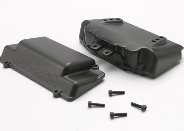 Traxxas Battery Box, bumper (rear) (includes battery case with bosses for wheelie bar, cover, and foam pad)