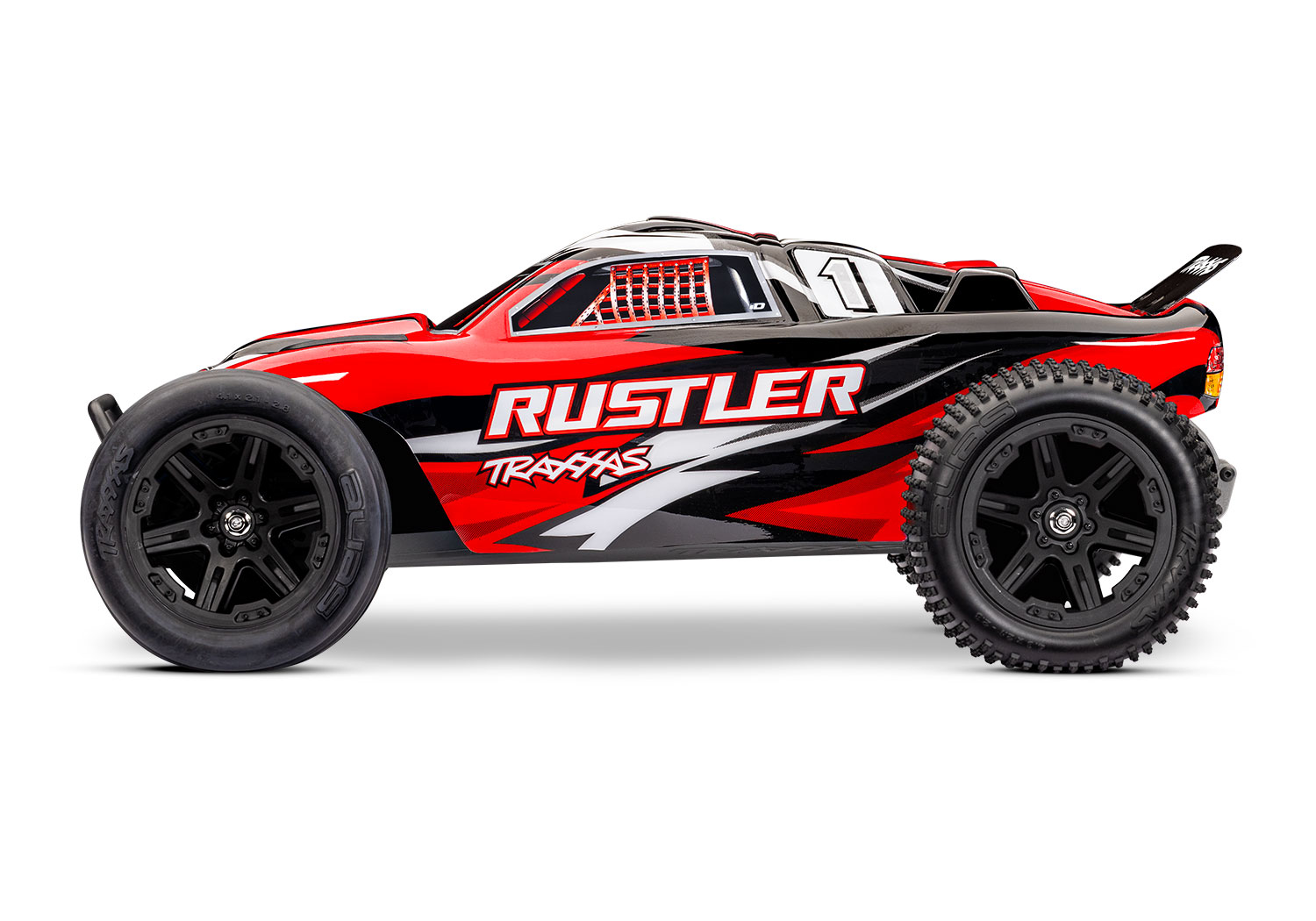 Traxxas Rustler 2WD Brushed with Battery & USB-C Charger Red X