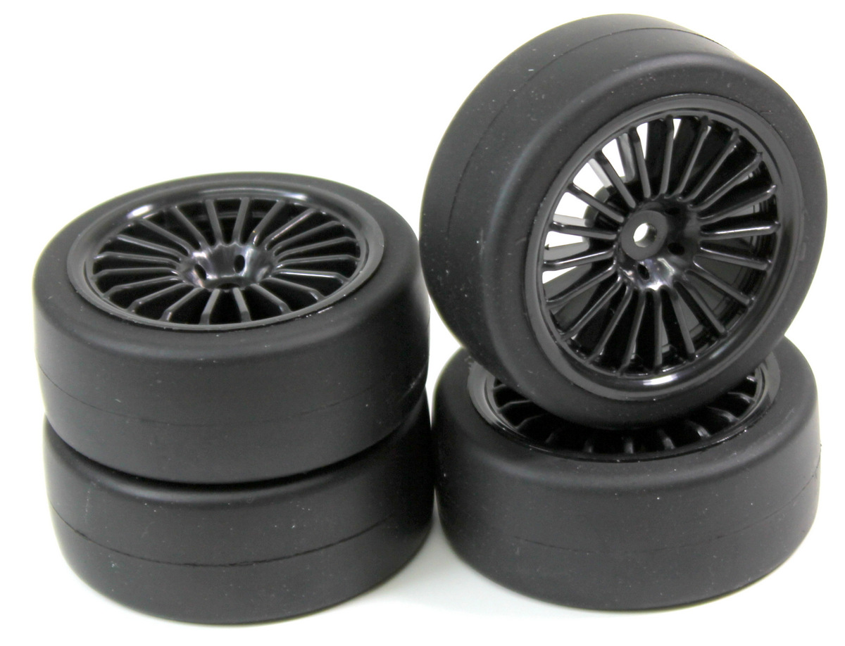 Absima 20 Spokes On-Road Wheel Set Black 1/10 (4)