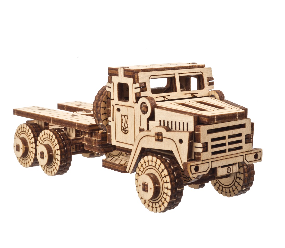 U-Gears Militaire Vrachtwagen mechanisch houten bouwpakket