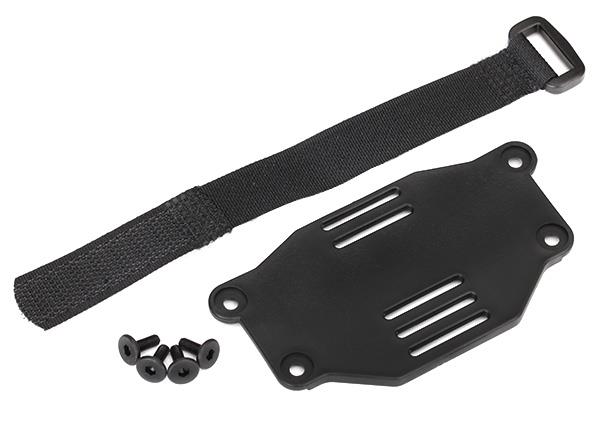 Traxxas Battery plate/ battery strap/ 3x8 flathead screws (4) (requires #8072 inner fenders)