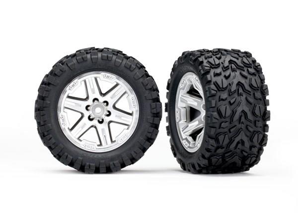 Traxxas Tires & wheels assembled glued (2.8') (RXT satin chrome wheels Talon Extreme tires foam inserts) (4WD electric front/rear 2WD electric front only) (2) (TSM rated)rated)