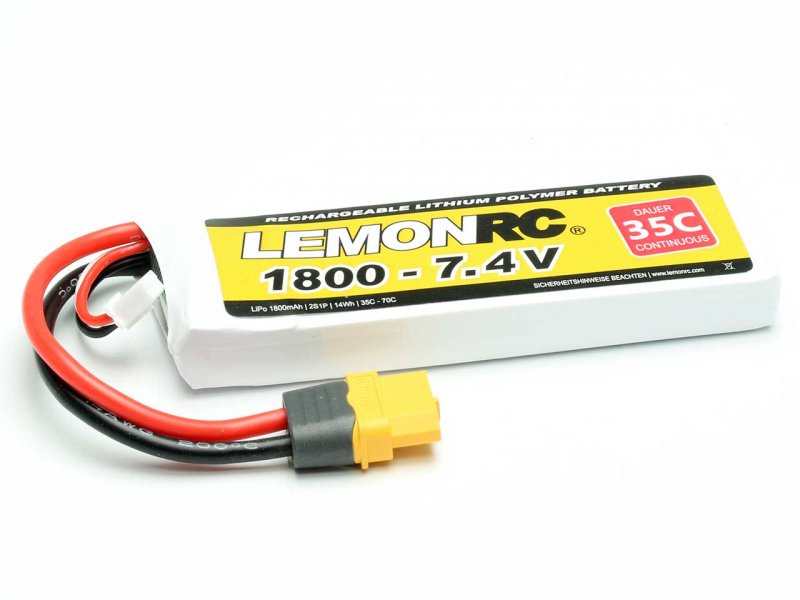 Lemon RC LiPo Accu 7.4 Volt 1800mAh 35C XH/XT60