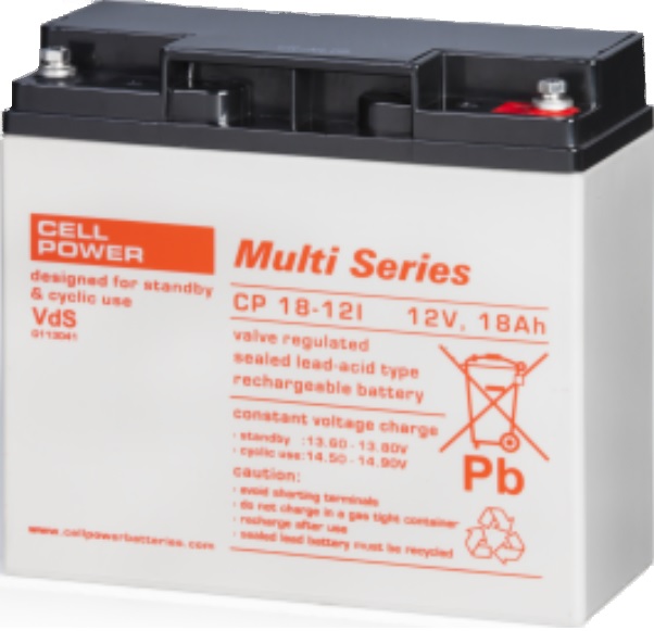 Cell Power 12 Volt 18 Ah Loodaccu ideaal voor Voerboten, Alarminstallaties, Kinderauto's etc.