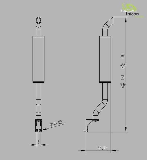Thicon Uitlaat S-Shape Stainless Steel 1/14 & 1/16