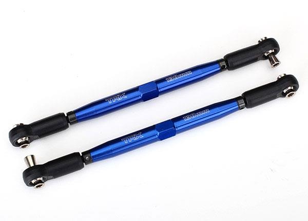 Traxxas Toe links, X-Maxx® (TUBES blue-anodized, 7075-T6 aluminum, stronger than titanium) (157mm) (2)/ rod ends, assembled with steel hollow balls (4)/ aluminum wrench, 10mm (1)