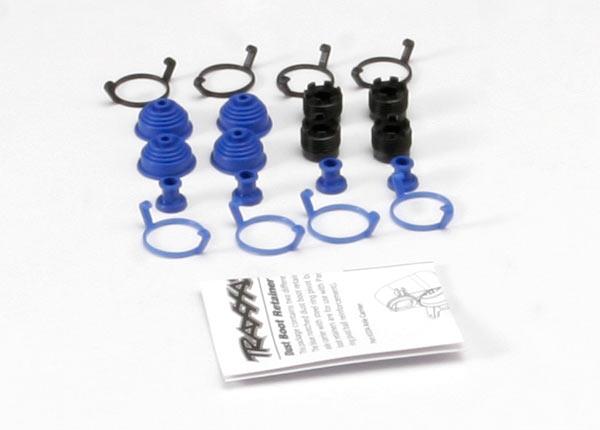 Traxxas Pivot ball caps (4)/ dust boots, rubber (4)/ dust plugs, rubber (4)/ dust boot retainers, black (4), blue (4) (2 pkgs. req. to complete truck)