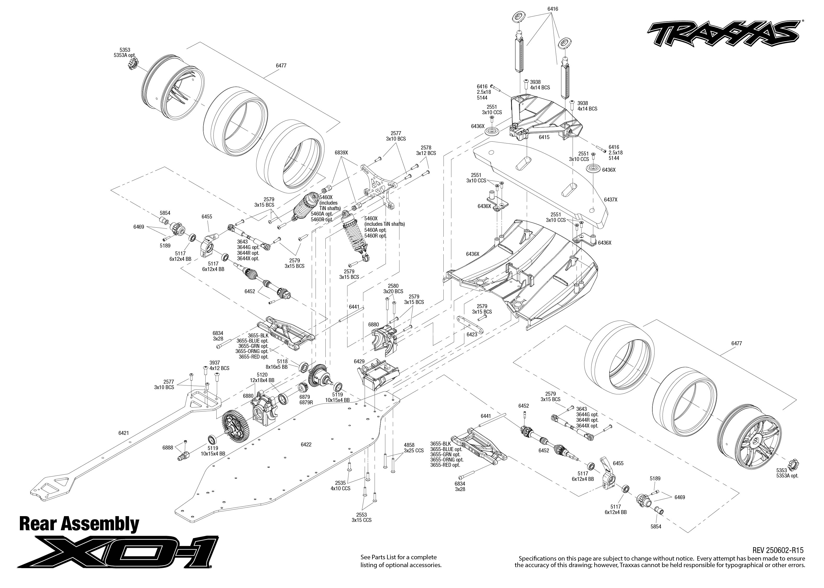Traxxas XO-1 (64077-3) Rear Assembly Exploded View