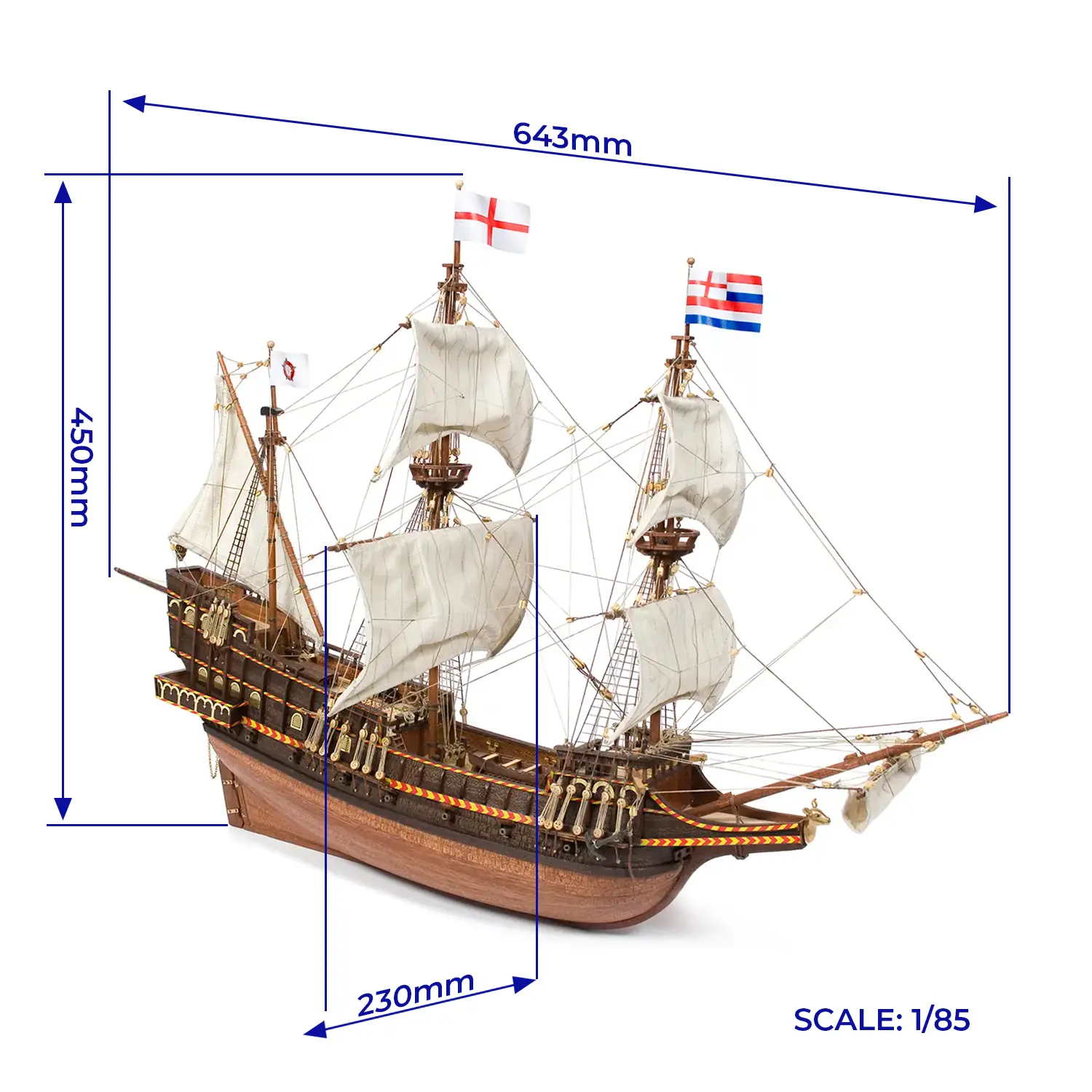Occre Golden Hind Houten Scheepsmodel 1/85