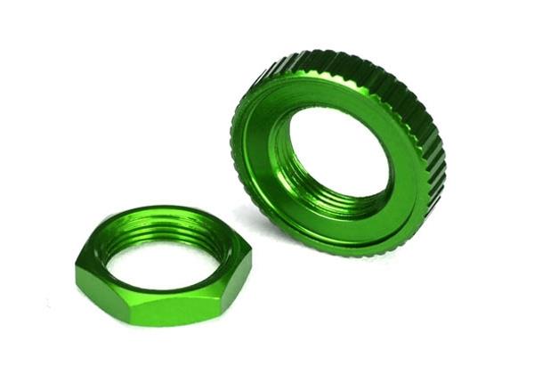 Traxxas Servo saver nuts, aluminum, green-anodized (hex (1), serrated (1))