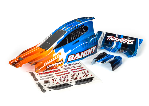 Traxxas Body, Bandit (also fits Bandit VXL), orange/ wing (painted, decals applied)