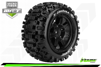 Louise RC ST-Uphill MFT 1/5 X-Maxx Tire Set Mounted Sport Black Wheels Offset Hex 24mm (2)