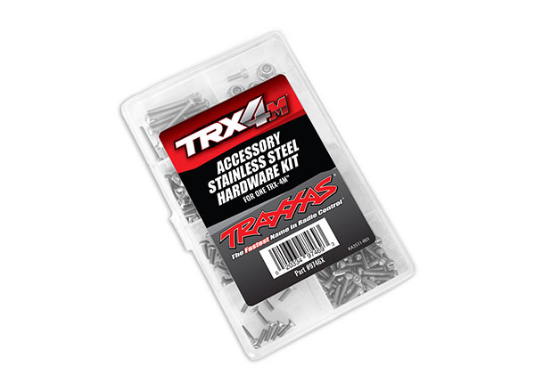 Traxxas Hardware kit, stainless steel, complete (contains all stainless steel hardware used on 1/18-scale TRX-4M™) (includes body hardware and clear plastic storage container)