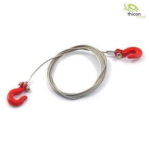 Thicon 2 Rode Metalen Haken met 80cm Staalkabel
