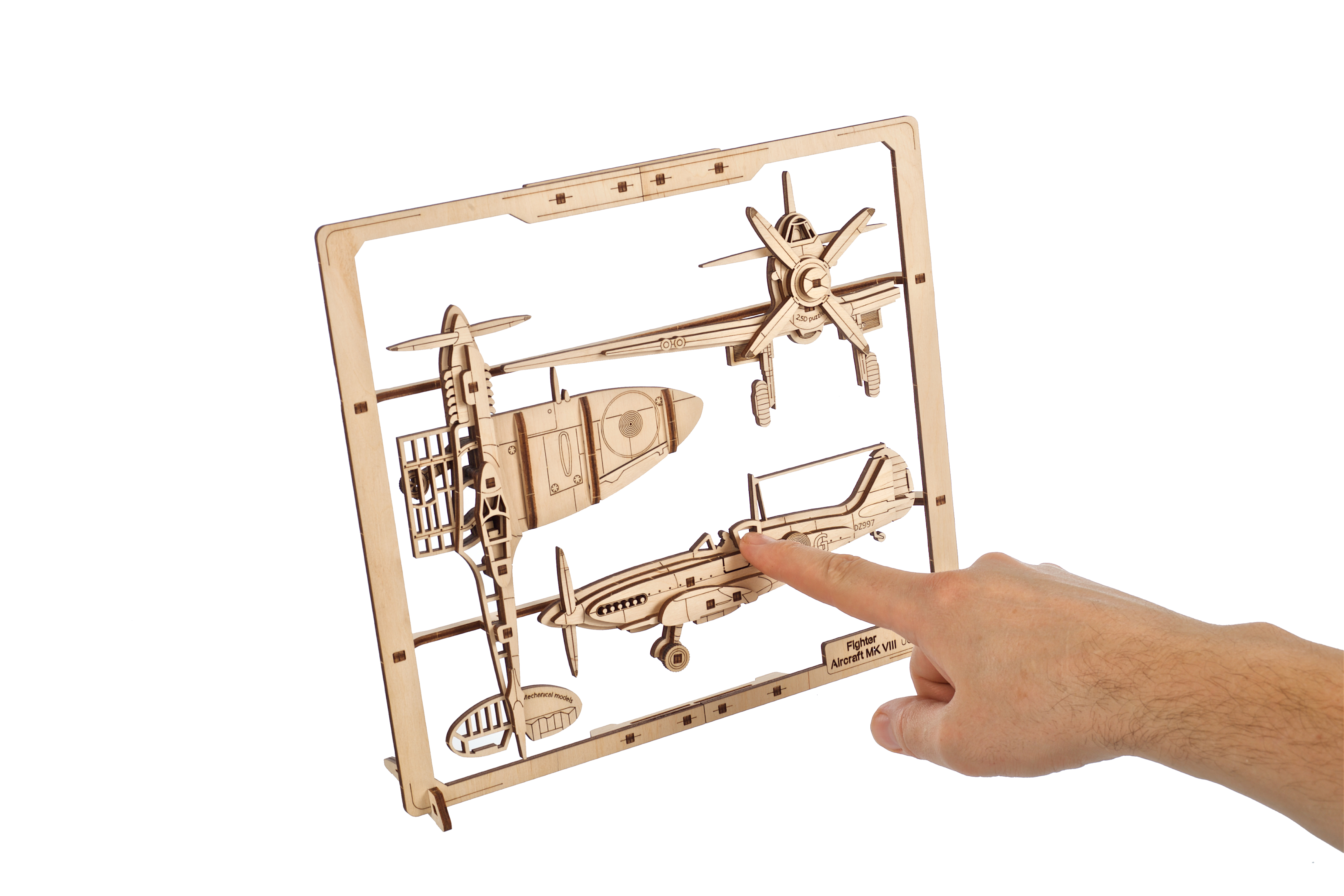 U-Gears 2.5D Puzzle Gevechtsvliegtuigen mechanisch houten bouwpakket