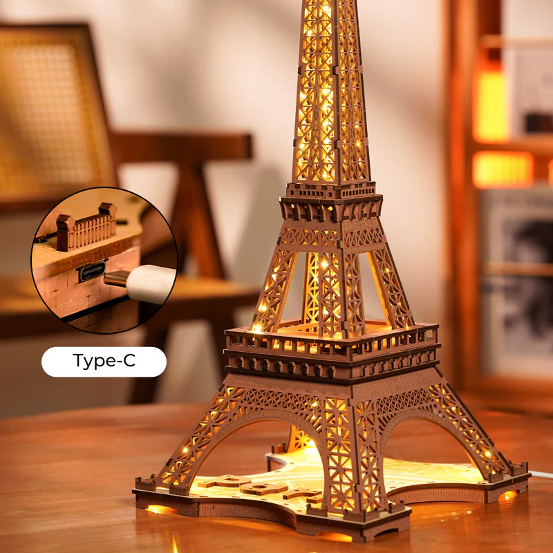 Rolife Eiffeltoren met LED verlichting 3D Houten Puzzel