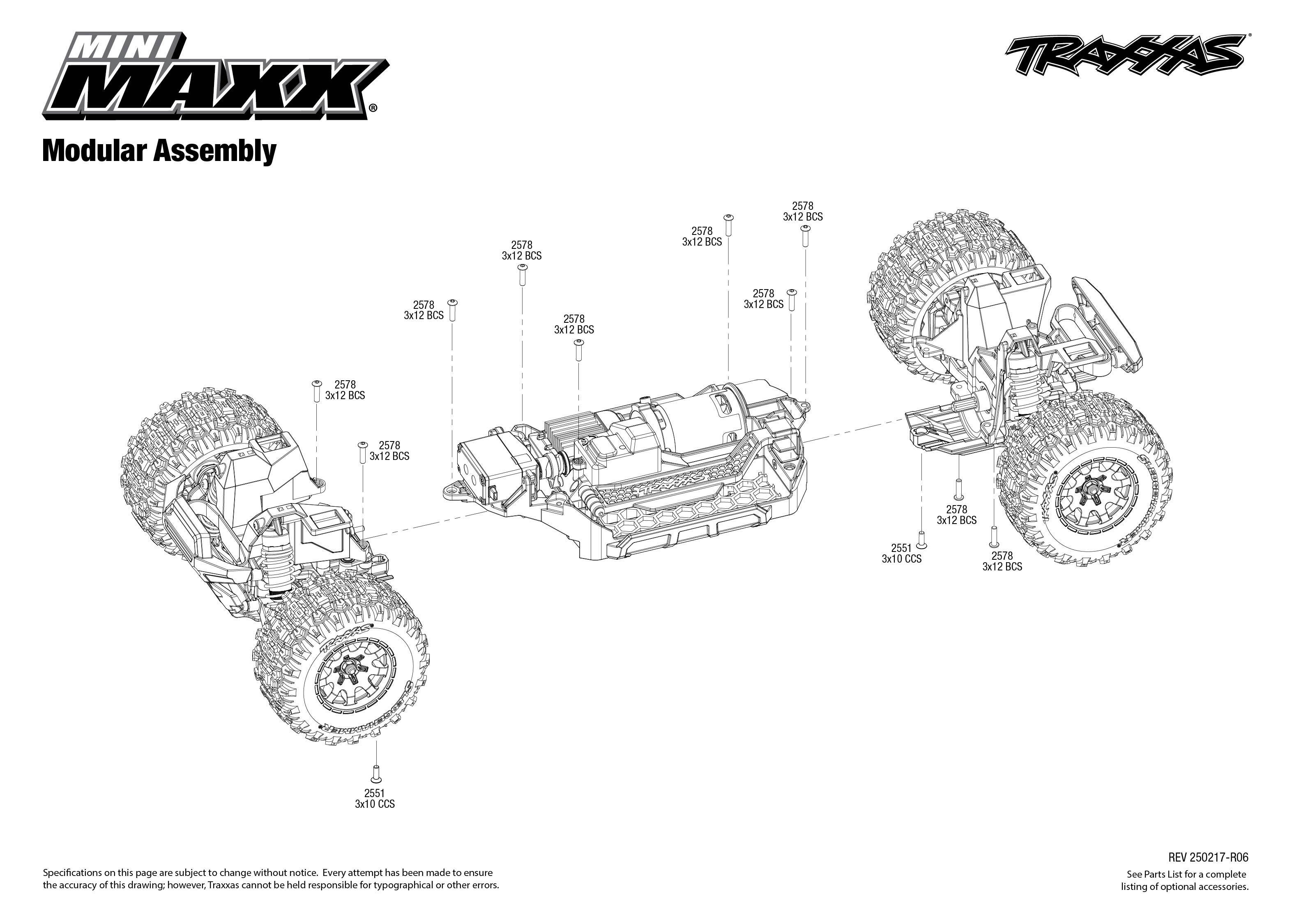 Traxxas Mini Maxx® (107154-1) Modular Assembly Exploded View