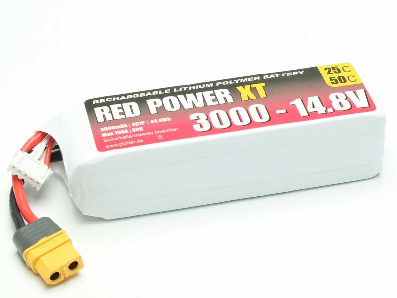 Red Power XT LiPo Accu 14.8 Volt 3000mAh 25C XT60/XH