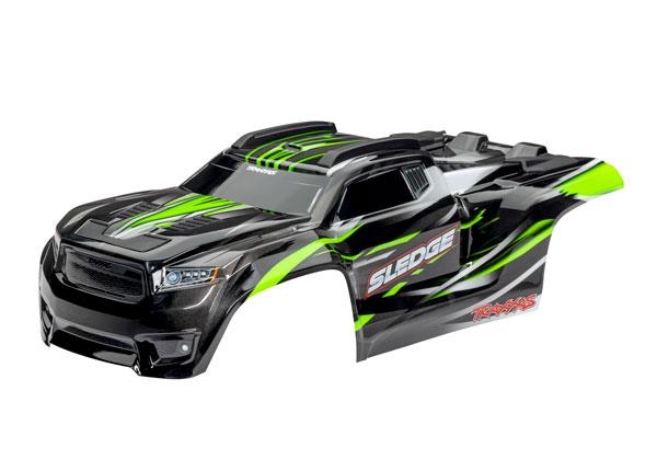 Traxxas Body Sledge green/ window grille lights decal sheet (assembled with front & rear body mounts and rear body support for clipless mounting)