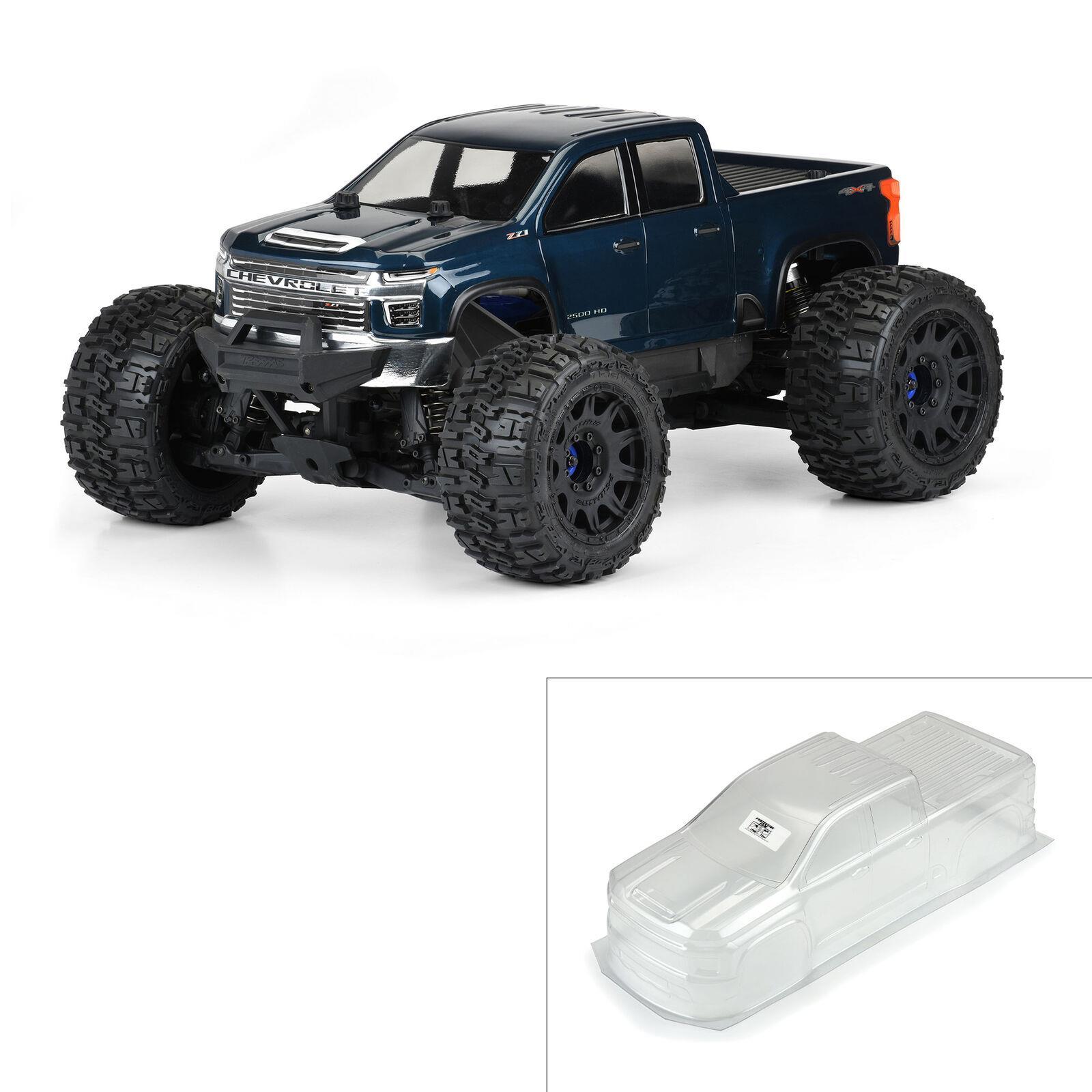 Proline 2021 Chevy Silverado 2500 HD Clear Body for E-REVO 2.0 & MAXX (with extended body mounts) 1/8