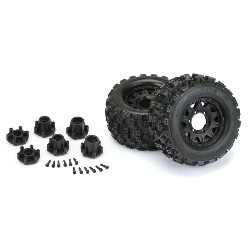 Proline 1/10 Badlands MX28 F/R 2.8" MT Tires MTD 12mm/14mm Black Raid (2)