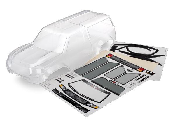 Traxxas Body with camper, TRX-4® Sport (clear, trimmed, requires painting)/window masks/ decal sheet