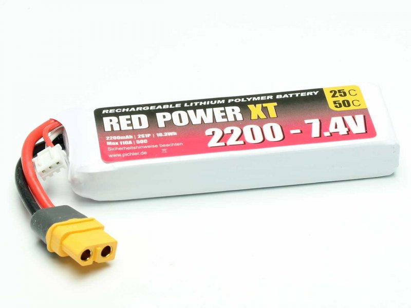 Red Power XT LiPo Accu 7.4 Volt 2200mAh XT60/XH