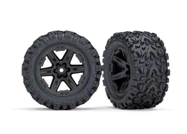 Traxxas Tires & wheels assembled glued (2.8') (RXT black wheels Talon Extreme tires foam inserts) (4WD electric front/rear 2WD electric front only) (2) (TSM rated)