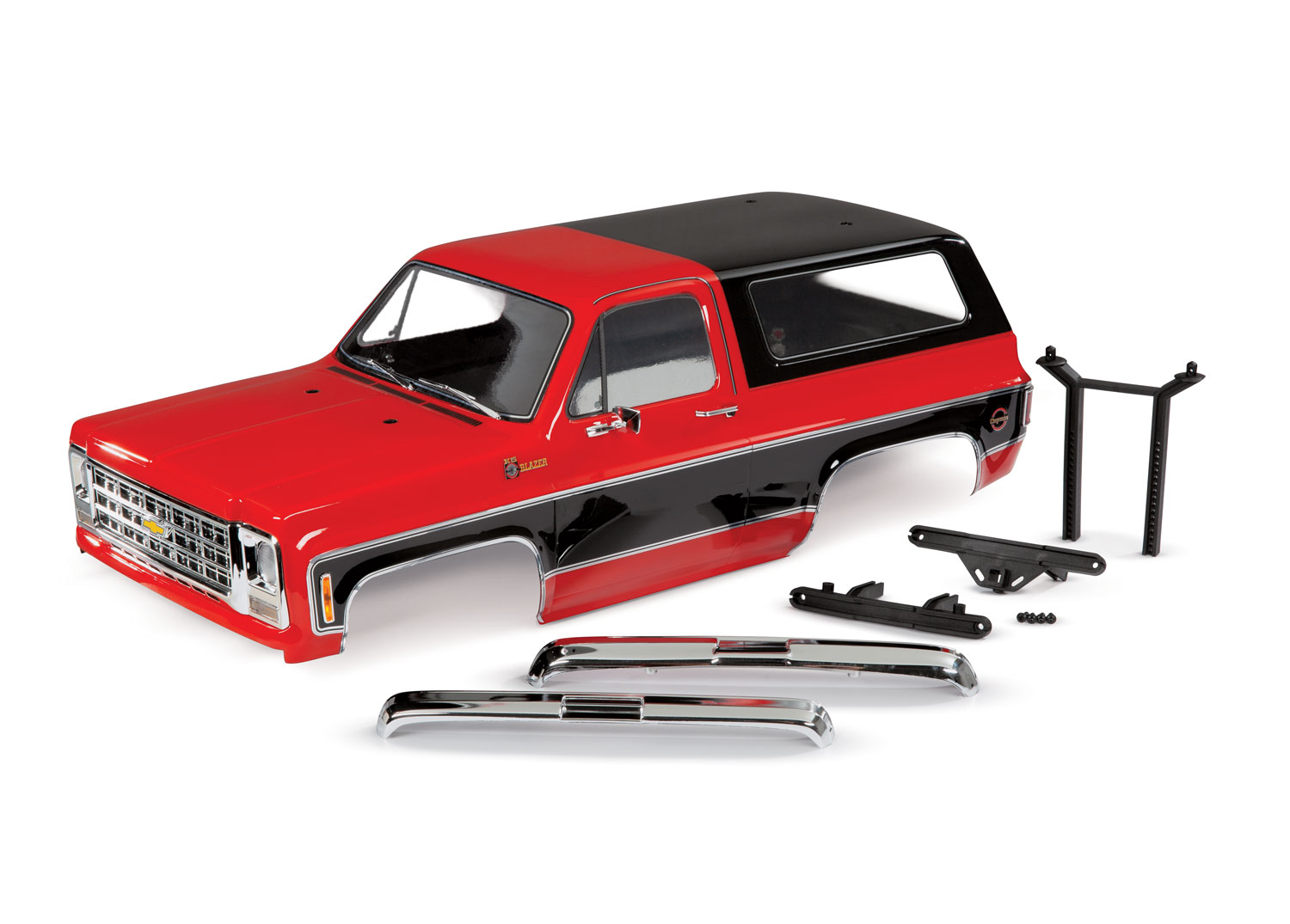 Traxxas Body, Chevrolet Blazer (1979), complete (red) (includes grille, side mirrors, door handles, windshield wipers, front & rear bumper, decals, clipless mounting) (requires #8072X inner fenders)