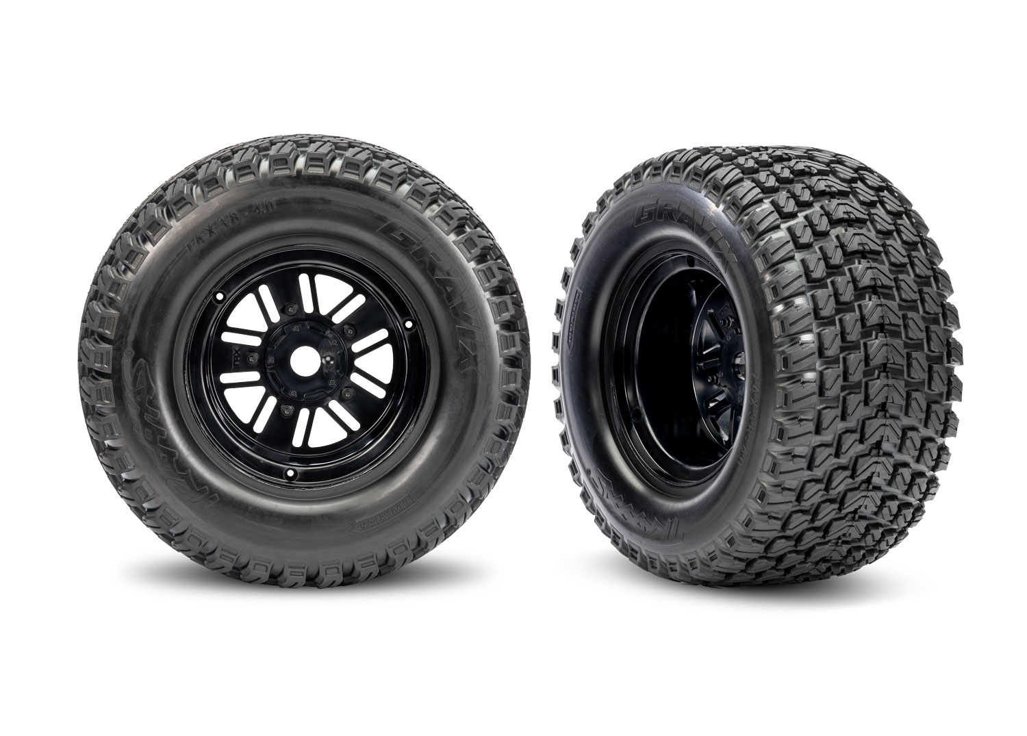 Traxxas Black Rear Funco Wheels & Gravix Tires (2)