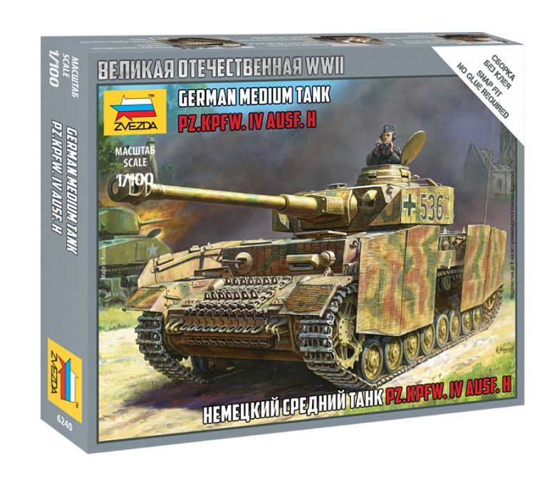 Zvezda German Medium Tank PZ. KPFW. IV AUSF.H WWII 1/100