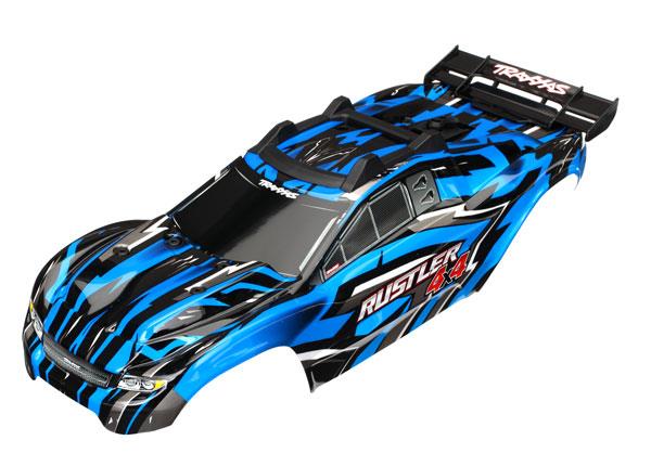 Traxxas Body, Rustler® 4X4, blue (painted, decals applied) (assembled with front & rear body mounts and rear body support for clipless mounting)