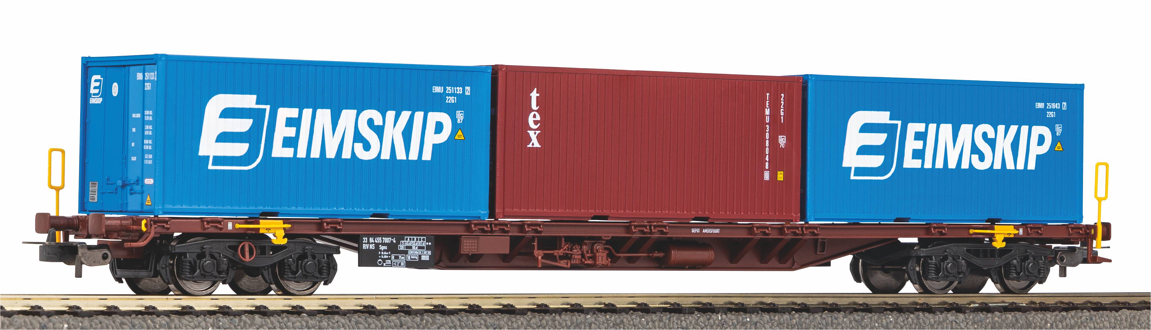 Piko Transportwagon Sgnss NS VI, beladen met 3 containers H0