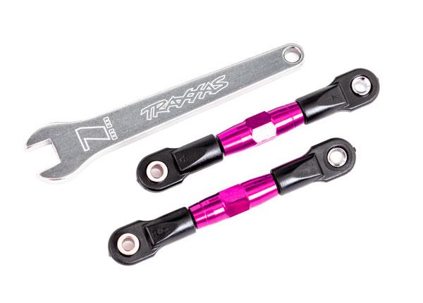 Traxxas Camber links rear (TUBES pink-anodized 7075-T6 aluminum stronger than titanium) (2) (assembled with rod ends and hollow balls)/ aluminum wrench (1) (fits Drag Slash)