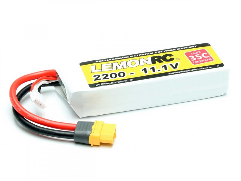 Lemon RC LiPo Accu 11.1 Volt 2200mAh 35C XH/XT60
