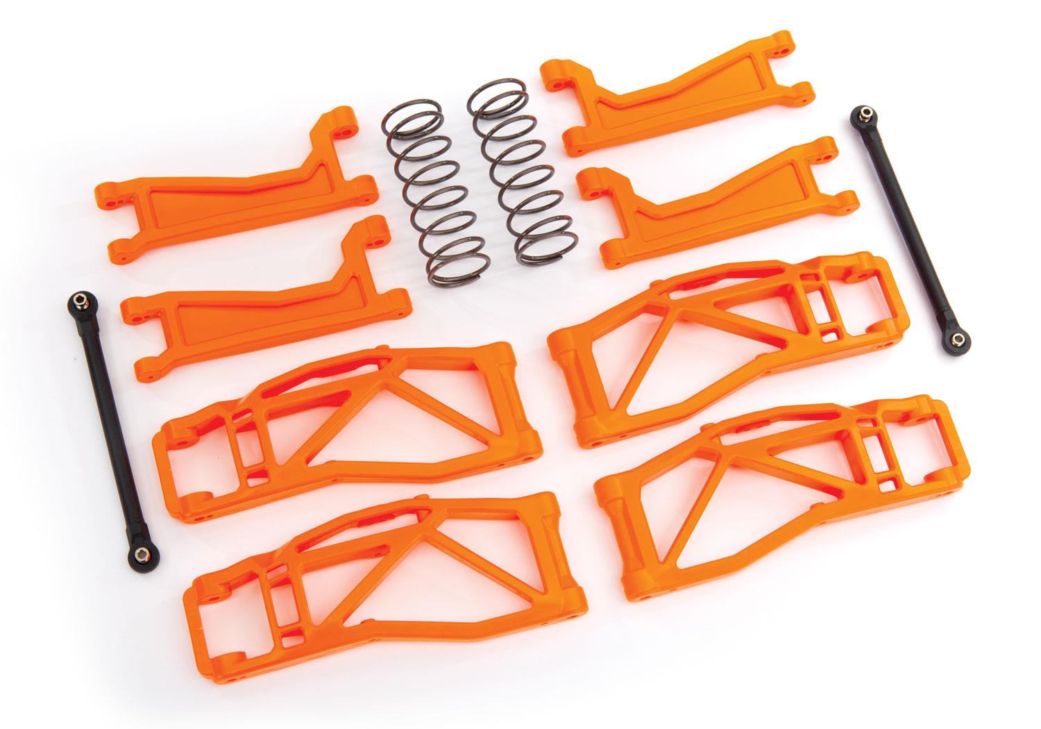 Traxxas Suspension kit WideMaxx orange includes extended outer half shafts (extended), rear shock springs)