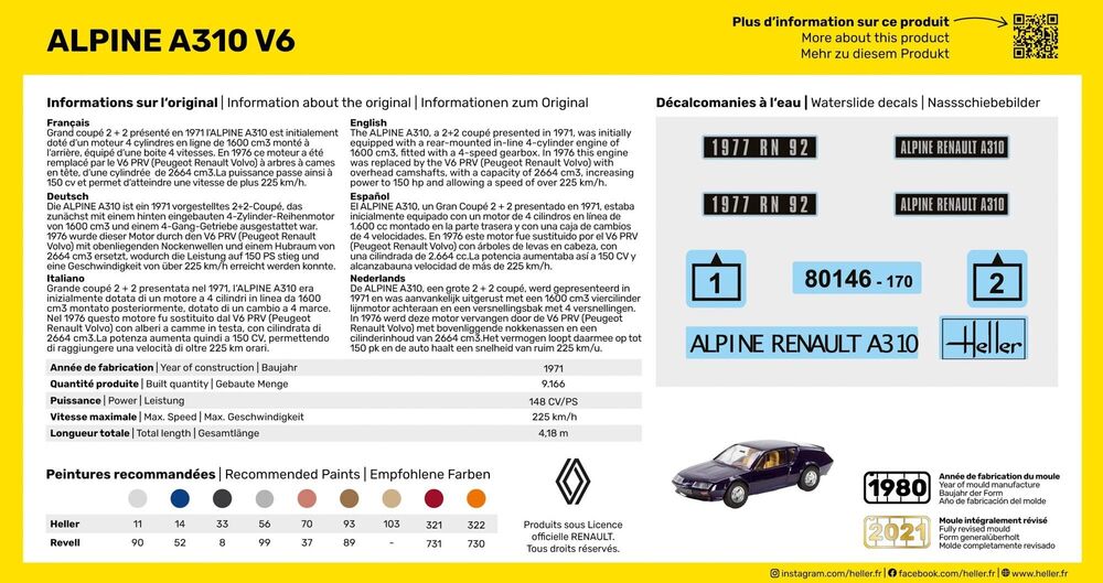 Heller Starter Kit Alpine A310 V6 1/43