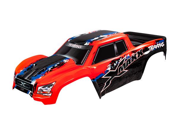Traxxas Body, X-Maxx®, red (painted, decals applied) (assembled with front & rear body mounts, rear body support, and tailgate protector)