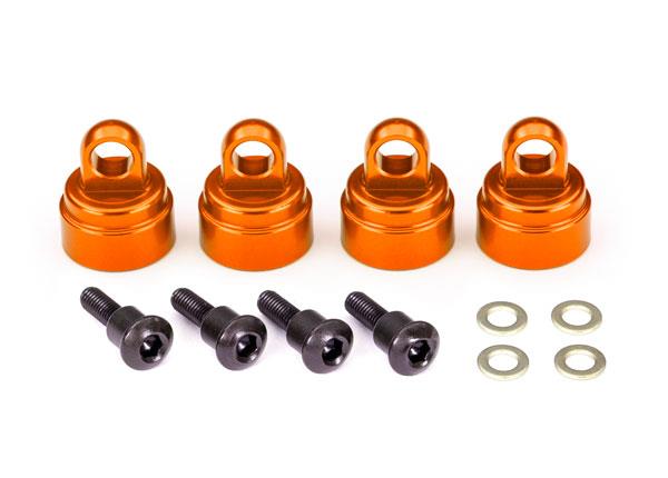 Traxxas Shock caps aluminum (orange-anodized) (4) (fits all Ultra Shocks)