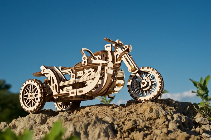 U-Gears Scrambler UGR-10 met Sidecar mechanisch houten bouwpakket