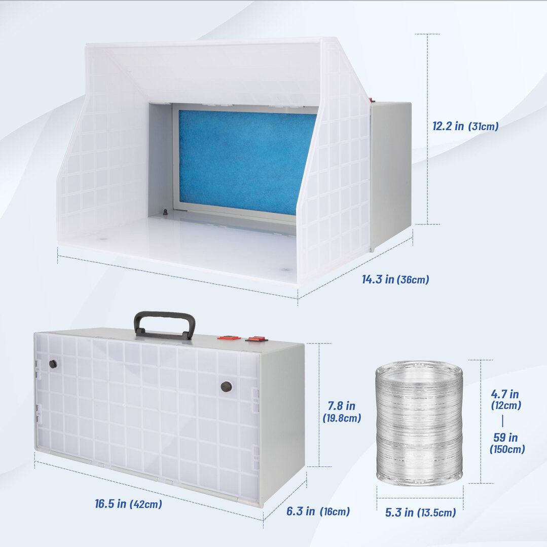 Fengda Compacte en Draagbare Airbrush Spuitcabine met Afzuiging en LED-licht