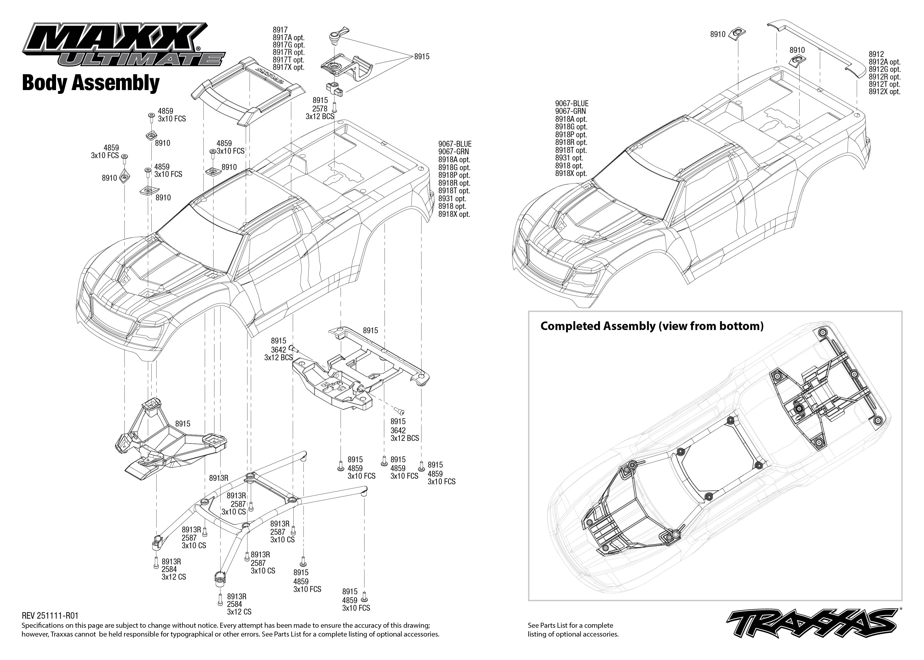 Traxxas Maxx Ultimate (89087-4) Body Assembly Exploded View