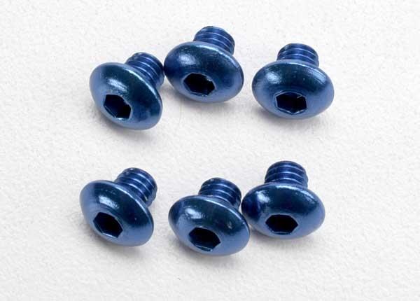Traxxas Screws, 4x4 button-head machine, aluminum (blue) (hex drive) (6)
