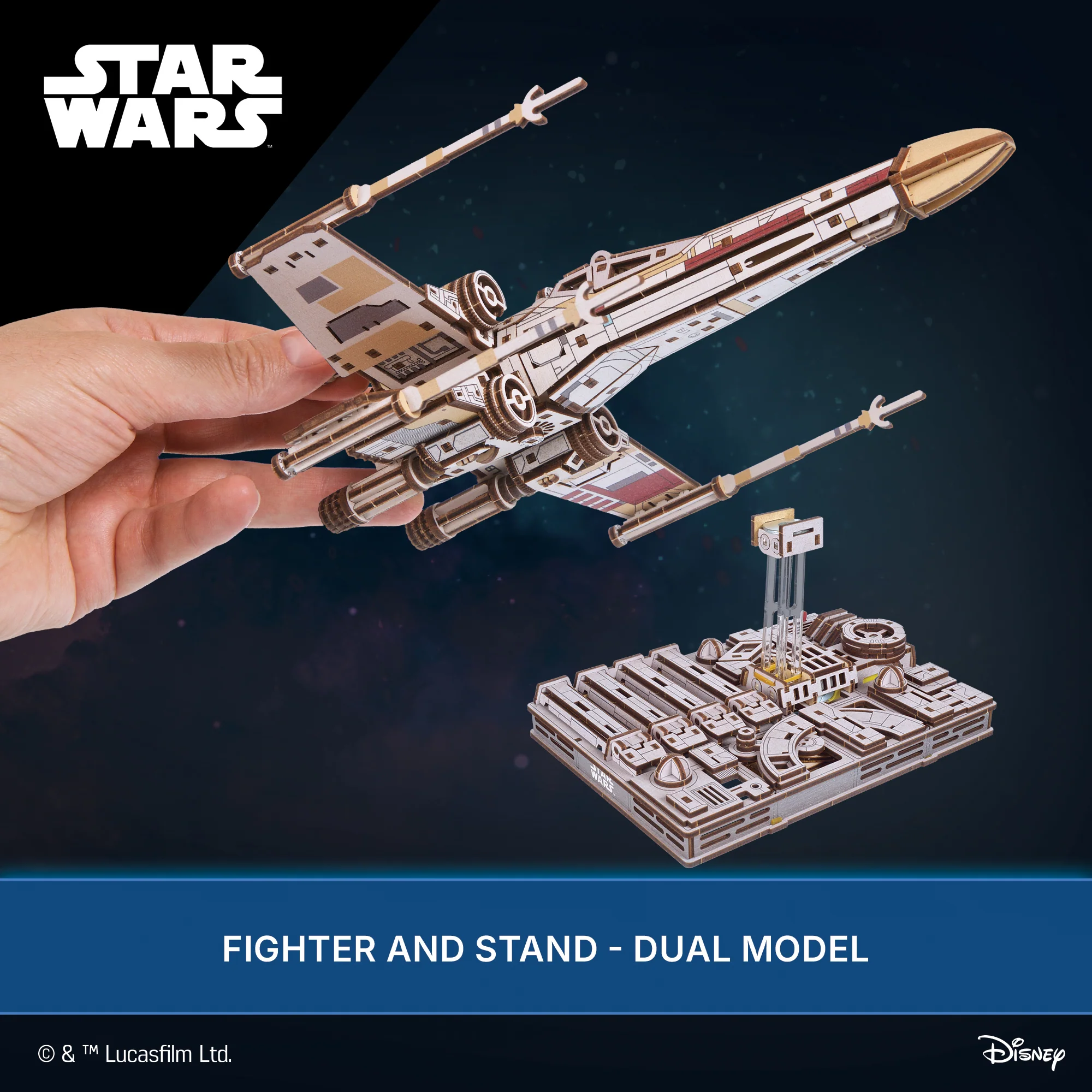 U-Gears Luke Skywalker's X-Wing Starfighter Star Wars mechanisch houten bouwpakket