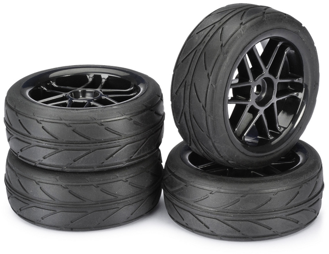 Absima 6 Spokes On-Road Wheel Set Black 1/10 (4)