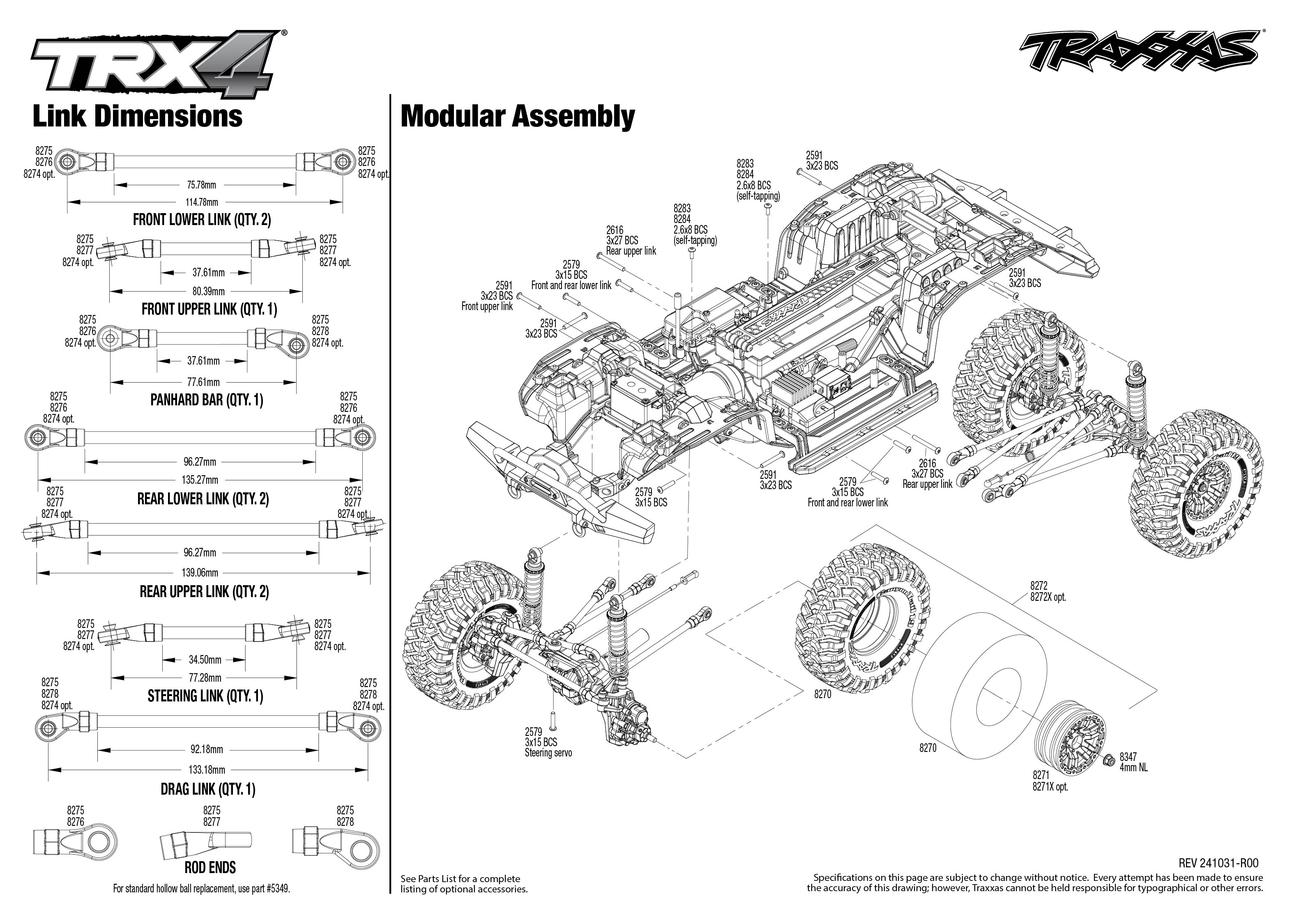 Traxxas TRX-4 Defender Scale and Trail Crawler (82256-4) Modular Assembly Exploded View