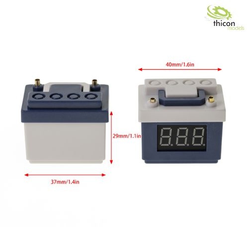 Thicon Blue Car Battery with Voltage Display and LiPo Monitor